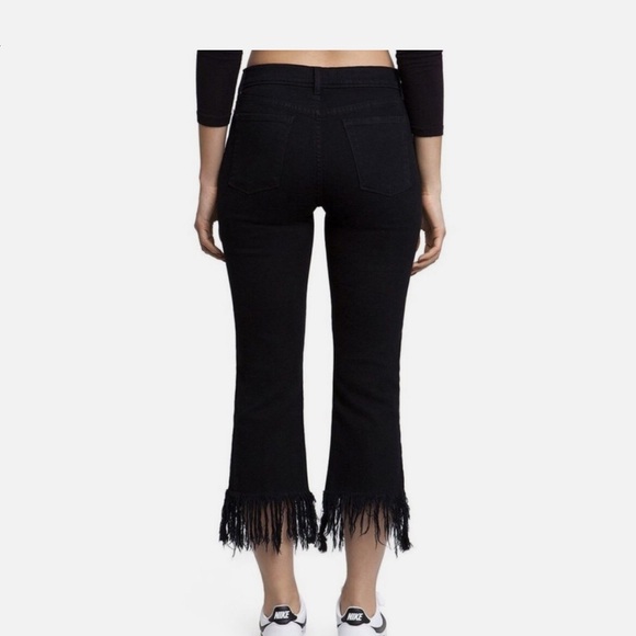Pistola Frayed Fringe Crop Flare Jeans Black - Picture 2 of 13